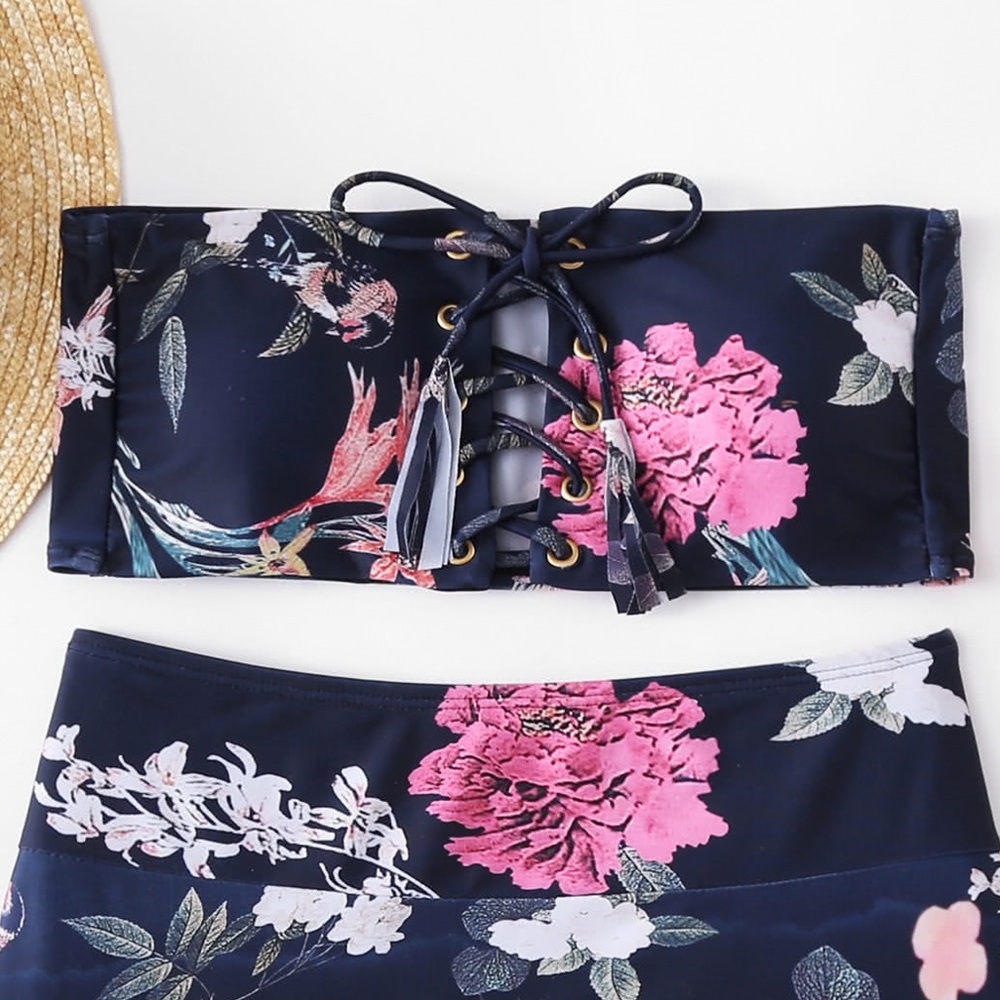 🖐🏼⭐️🏆🆕High waist bandeau floral bikini😍 - Picture 5 of 8